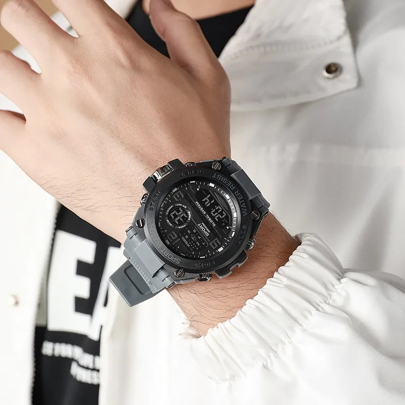 New Men'S Multifunctional Electronic Watch Sports Waterproof Night Light Large Dial Fashion Electronic Watch