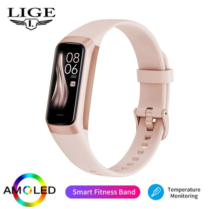 New Smart Fitness Band Men Women AMOLED Clock Temperature Blood Oxygen Pressure Smartwatch Waterproof Watch for IOS Android