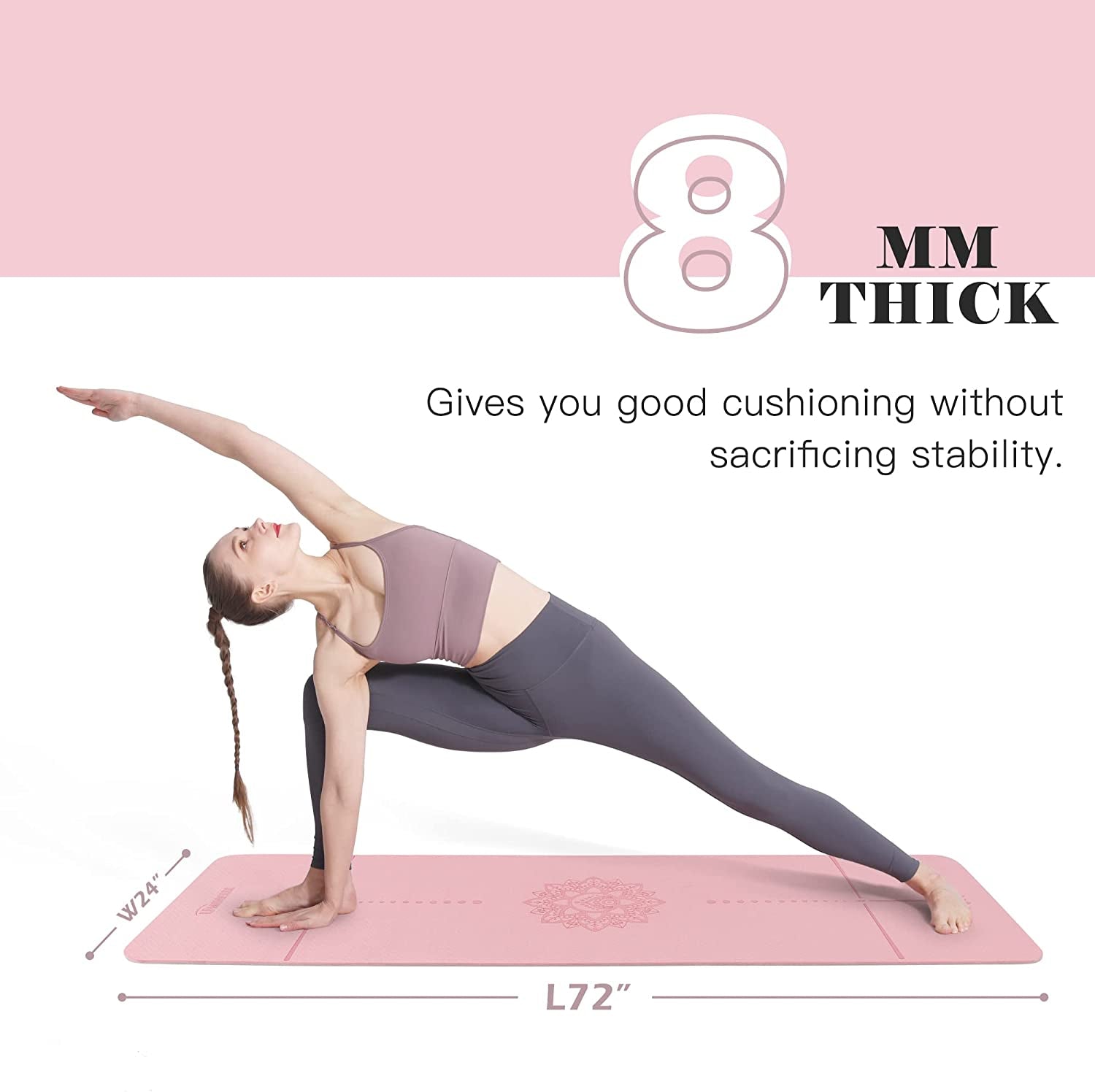 Yoga Mat Extra Thick 1/3'' & 2/5" Non Slip Yoga Mats for Women Eco Friendly TPE Fitness Exercise Mat with Carrying Sling & Storage Bag