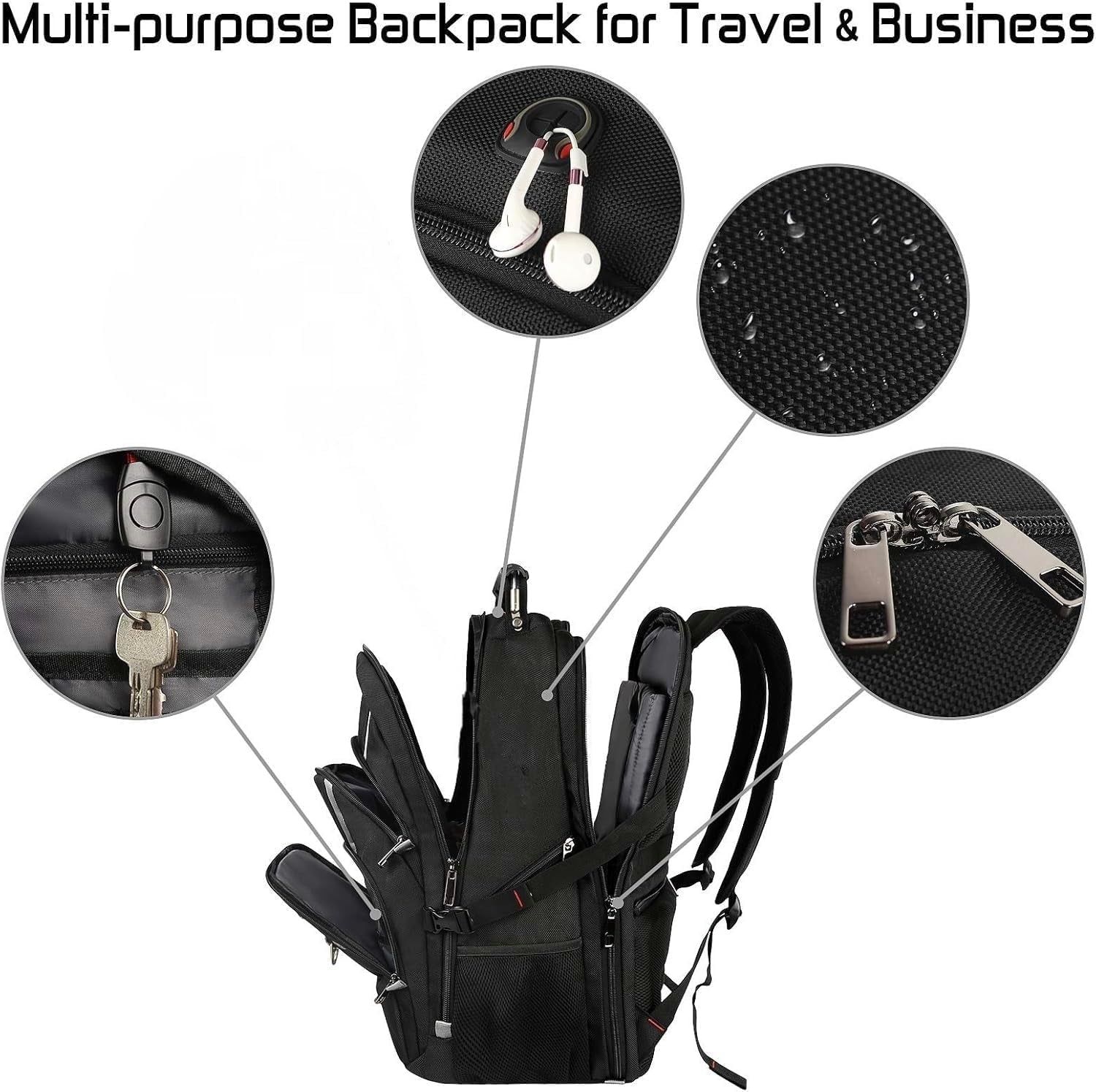 18.4 Laptop Backpack for Men, 55L-60L Extra Large Gaming Laptops Backpack, TSA Friendly Flight Approved RFID Anti-Theft Pocket, Water Resistant Suiltable for Travel Business Work