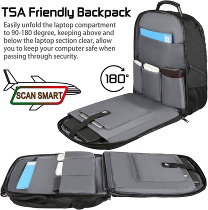 18.4 Laptop Backpack for Men, 55L-60L Extra Large Gaming Laptops Backpack, TSA Friendly Flight Approved RFID Anti-Theft Pocket, Water Resistant Suiltable for Travel Business Work