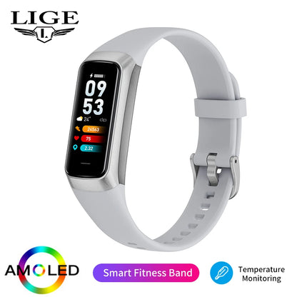 New Smart Fitness Band Men Women AMOLED Clock Temperature Blood Oxygen Pressure Smartwatch Waterproof Watch for IOS Android