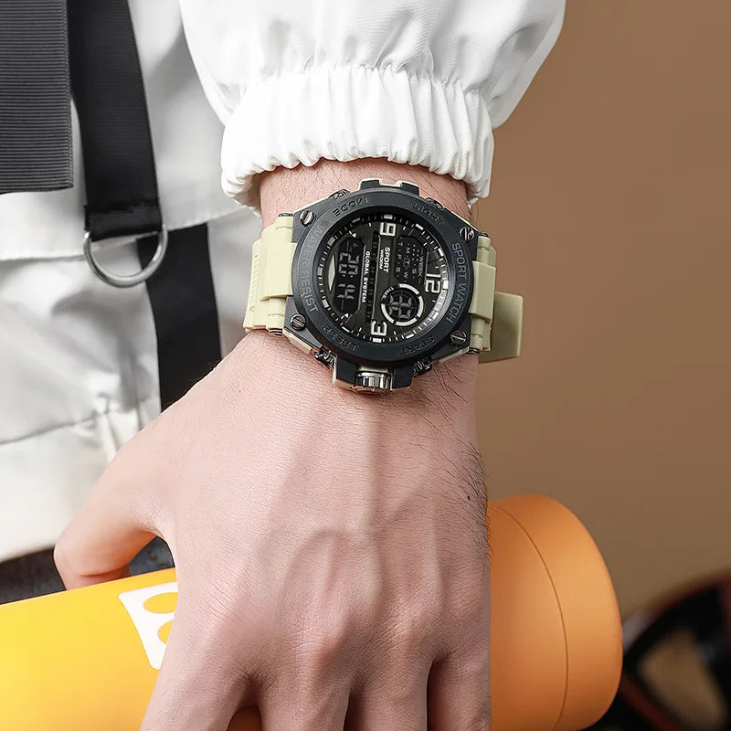 New Men'S Multifunctional Electronic Watch Sports Waterproof Night Light Large Dial Fashion Electronic Watch