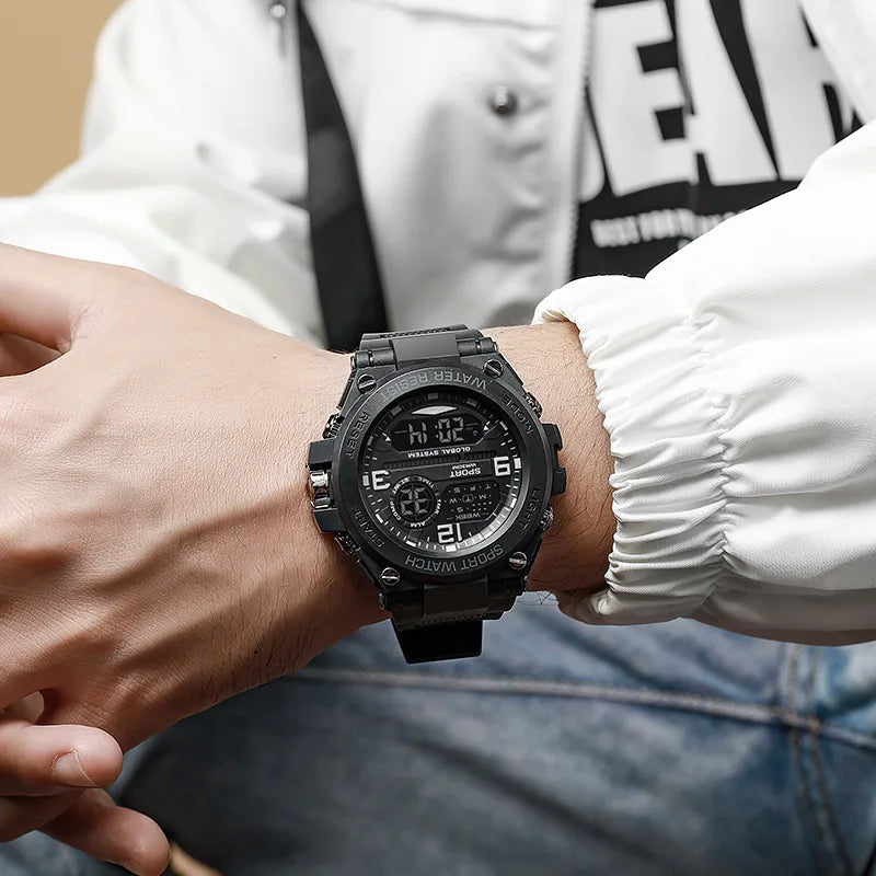 New Men'S Multifunctional Electronic Watch Sports Waterproof Night Light Large Dial Fashion Electronic Watch