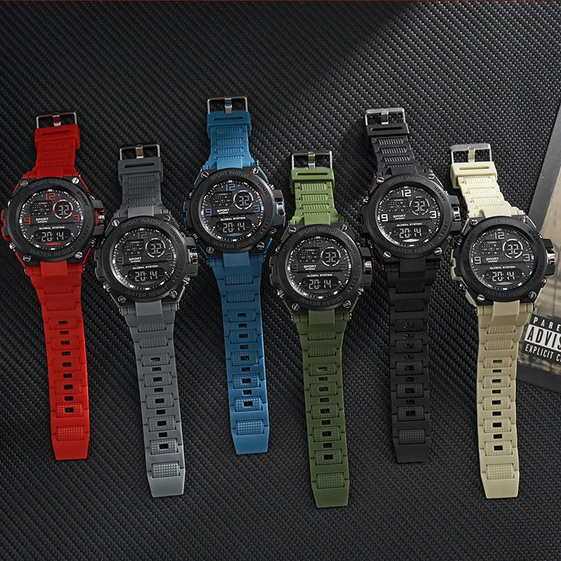 New Men'S Multifunctional Electronic Watch Sports Waterproof Night Light Large Dial Fashion Electronic Watch