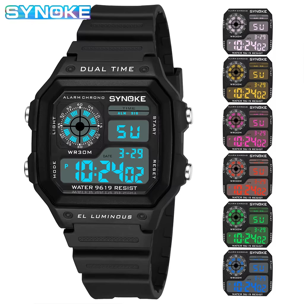 Digital Watches Men Sports Luminous Multifunction Waterproof Women Wristwatch Outdoor and Running Student Seven Lights