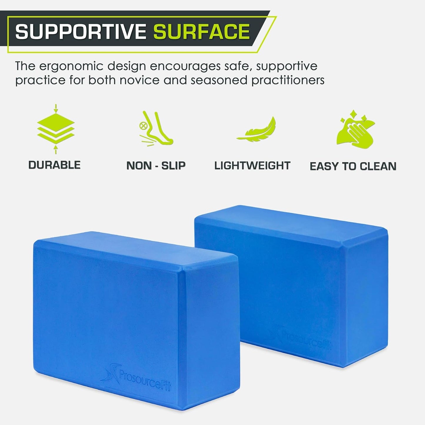 Foam Yoga Blocks, High Density EVA Yoga Bricks 4”X 6” X 9” (Set of 2)