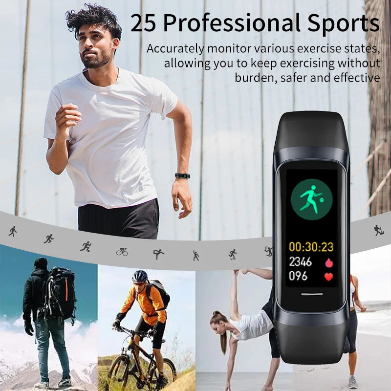 New Smart Fitness Band Men Women AMOLED Clock Temperature Blood Oxygen Pressure Smartwatch Waterproof Watch for IOS Android