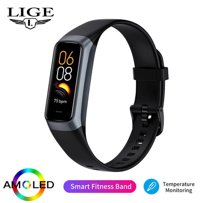 New Smart Fitness Band Men Women AMOLED Clock Temperature Blood Oxygen Pressure Smartwatch Waterproof Watch for IOS Android