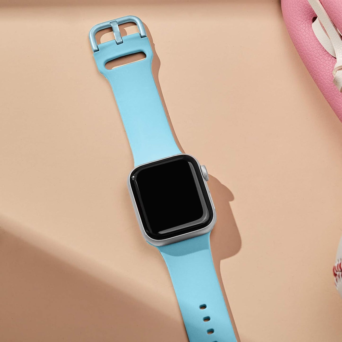 Sport Band Compatible with Apple Watch Bands 49Mm 46Mm 45Mm 44Mm 42Mm 41Mm 40Mm 38Mm, Soft Silicone Replacement Strap with Classic Clasp for Iwatch Series 11 10 9 8 7 6 5 4 3 2 1 SE Ultra Women Men